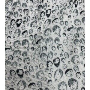Skunkfunk Scarf Faces Fringe Lightweight Breathable Sustainable Y2K 66” Length